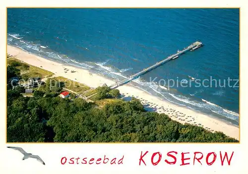AK / Ansichtskarte Koserow_Ostseebad_Usedom Fliegeraufnahme Strandpanorama Koserow_Ostseebad_Usedom