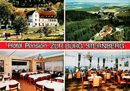 AK / Ansichtskarte Linderhofe Hotel Pension Zur Burg Sternberg Restaurant Fliegeraufnahme Linderhofe