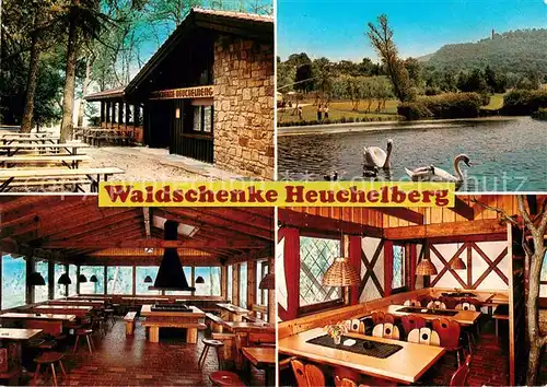 AK / Ansichtskarte Leingarten Waldschenke Heuchelberg Gastraeume Biergarten Schwaene Leingarten