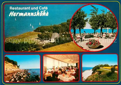 AK / Ansichtskarte Travemuende_Ostseebad Restaurant Cafe Hermannshoehe Terrasse Kueste Fliegeraufnahme Travemuende_Ostseebad
