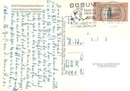 AK / Ansichtskarte Buesum_Nordseebad Fliegeraufnahme Panorama Perlebucht Buesum_Nordseebad