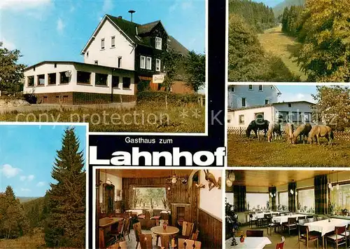 AK / Ansichtskarte Lahnhof Gasthaus zum Lahnhof Gaststube Landschaftspanorama Pferde Lahnhof