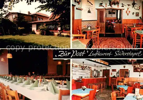AK / Ansichtskarte Suederstapel Hotel Zur Post Teilansichten Innen Aussen Informationen Suederstapel