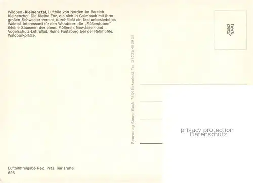 AK / Ansichtskarte Calmbach_Enz Fliegeraufnahme Kleinenztal Calmbach Enz