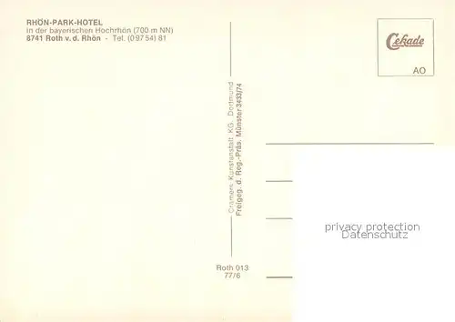 AK / Ansichtskarte Roth_Rhoen Grabfeld Rhoen Park Hotel Roth Rhoen Grabfeld