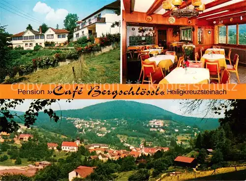 AK / Ansichtskarte Heiligkreuzsteinach Pension Cafe Bergschloessl Teilansichten m. Informationen Heiligkreuzsteinach