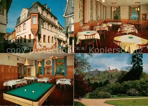 AK / Ansichtskarte Weinheim_Bergstrasse Hotel Restaurant Gruener Baum Teilansichten Weinheim_Bergstrasse