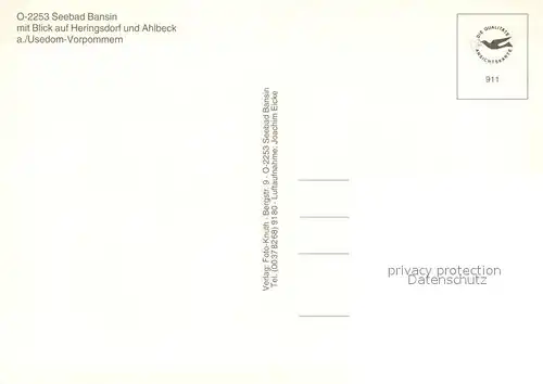 AK / Ansichtskarte Heringsdorf_Ostseebad_Usedom Fliegeraufnahme Seebad Bansin Ahlbeck Strandpanorama Heringsdorf_Ostseebad