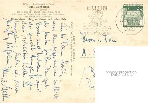 AK / Ansichtskarte Uklei_Sielbeck Hotel Restaurant Cafe Hotel zum Uklei Baumbluete Uklei_Sielbeck