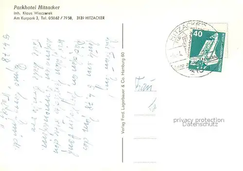 AK / Ansichtskarte Hitzacker_Elbe Parkhotel Restaurant Hallenbad Hitzacker Elbe