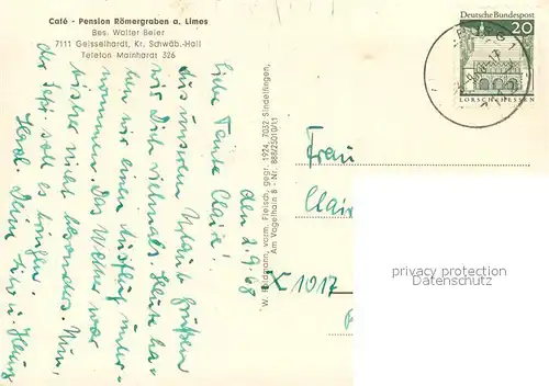 AK / Ansichtskarte Geisselhardt Cafe Pension Roemergraben am Limes Geisselhardt