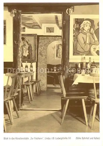 AK / Ansichtskarte Lindau_Bodensee Kuenstlerstube Zur Fischerin Gaststaette Lindau Bodensee