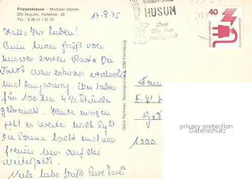 AK / Ansichtskarte Husum_Nordfriesland Friesenklause Gaststube Husum_Nordfriesland