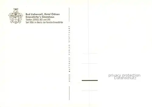 AK / Ansichtskarte Bad_Liebenzell Hotel Ochsen Emendoerfers Gaestehaus Bad_Liebenzell
