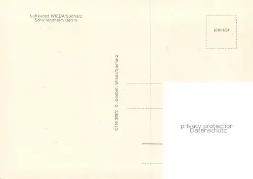 AK / Ansichtskarte Wieda Schullandheim Berlin Wieda
