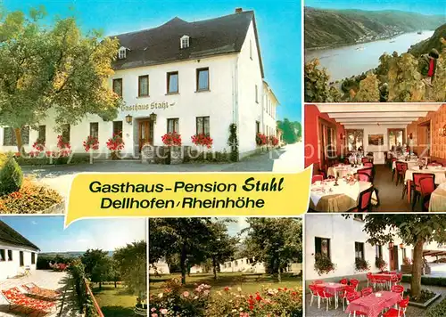 AK / Ansichtskarte Dellhofen Gasthaus Pension Suhl Restaurant Terrasse Garten Blick auf den Rhein Dellhofen
