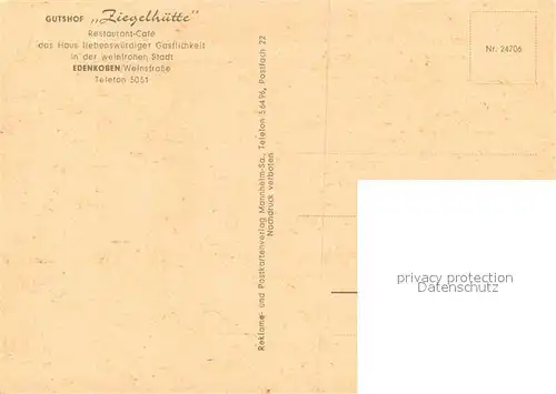 AK / Ansichtskarte Edenkoben Gutshof Ziegelhuette Restaurant Cafe Edenkoben