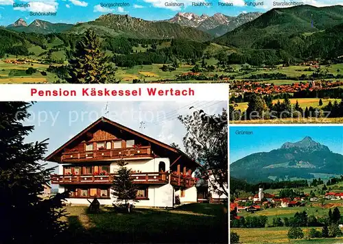 AK / Ansichtskarte Wertach Gesamtansicht mit Alpenpanorama Pension Kaeskessel Wertach