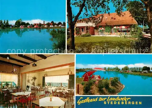 AK / Ansichtskarte Stedebergen Gasthaus zur Landwehr Gaststube Terrasse Campingplatz am Landwehrsee Stedebergen