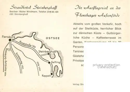 AK / Ansichtskarte Steinberghaff Strandhotel Terrasse Ostseestrand Flensburger Aussenfoerde Steinberghaff