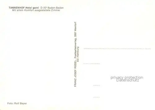 AK / Ansichtskarte Baden Baden Tannenhof Hotel garni Baden Baden