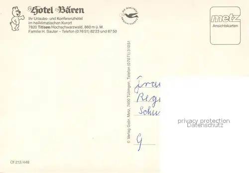 AK / Ansichtskarte Titisee Hotel Baeren Titisee