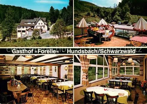 AK / Ansichtskarte Hundsbach_Forbach Gasthof Forelle Terrasse Gastraeume Hundsbach Forbach