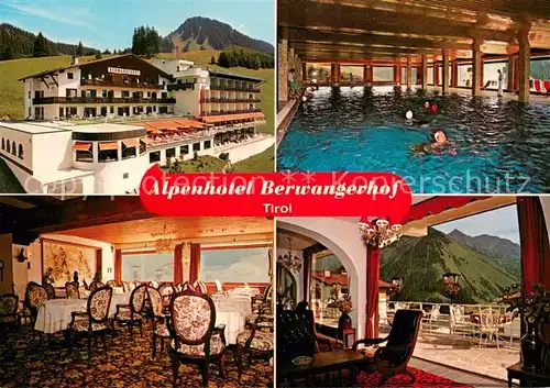 AK / Ansichtskarte Berwang_Tirol Alpenhotel Berwangerhof Hallenbad Gastraum Terrasse Berwang Tirol