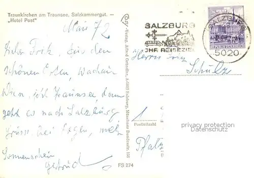 AK / Ansichtskarte Traunkirchen Hotel Post Traunkirchen