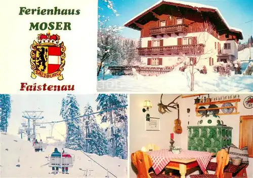 AK / Ansichtskarte Faistenau_Salzburg Ferienhaus Moser Gaststube Sessellift Faistenau_Salzburg