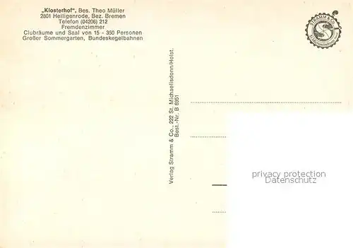 AK / Ansichtskarte Heiligenrode_Bremen Klosterhof Teilansichten Innen Terrasse Heiligenrode Bremen