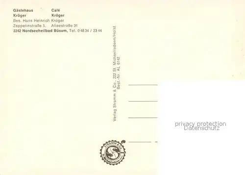 AK / Ansichtskarte Buesum_Nordseebad Gaestehaus cafe Kroeger Speisesaal Buesum_Nordseebad