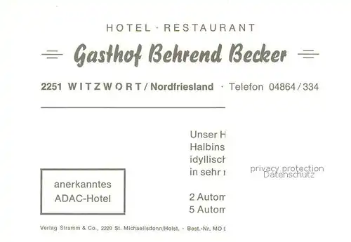 AK / Ansichtskarte Witzwort Restaurant Hotel Gasthof Behrend Becker Aussenansicht Witzwort