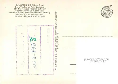 AK / Ansichtskarte Nieblum Cafe Osterheide Hotel Garni Nieblum