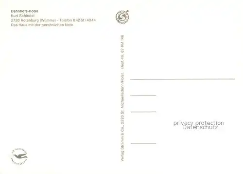 AK / Ansichtskarte Rotenburg_Wuemme Bahnhofs Hotel Rotenburg Innenansichten Rotenburg Wuemme