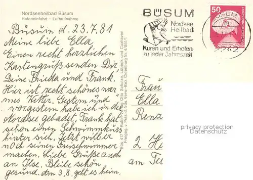 AK / Ansichtskarte Buesum_Nordseebad Fliegeraufnahme Hafeneinfahrt Buesum_Nordseebad