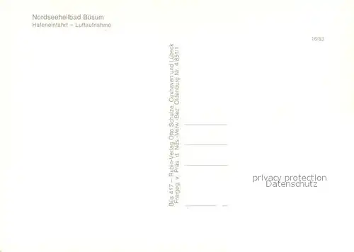 AK / Ansichtskarte Buesum_Nordseebad Fliegeraufnahme Hafeneinfahrt Buesum_Nordseebad