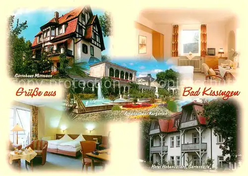 AK / Ansichtskarte Bad_Kissingen Apart Hotel Hohenzollern Gaestehaus Mittmann Kurgarten Bad_Kissingen