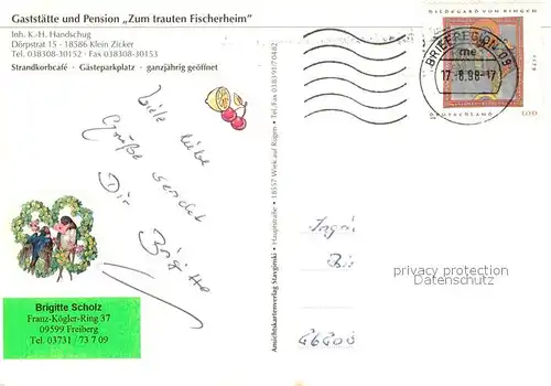 AK / Ansichtskarte Klein_Zicker Fliegeraufnahme Ruegen Gaststaette Pension Zum trauten Fischerheim Klein_Zicker