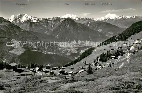 AK / Ansichtskarte Bettmeralp_VS Panorama mit Fletschhorn Dom Matterhorn und Weisshorn Bettmeralp VS