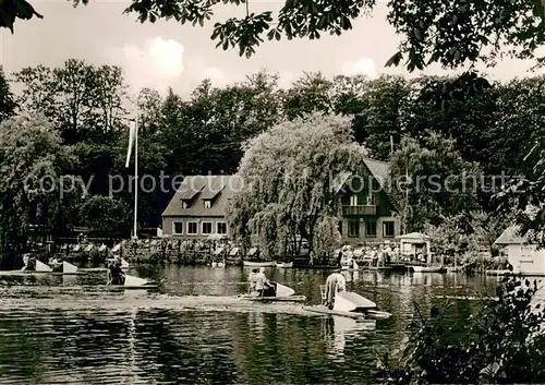 AK / Ansichtskarte Neukloster_Niederelbe Hotel Restaurant Cafe Klosterkrug am See Bootsverleih Neukloster_Niederelbe