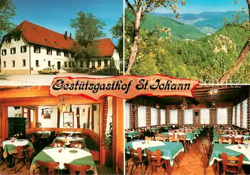 AK / Ansichtskarte St_Johann_Wuerttemberg Gestuetsgasthof St. Johann Restaurant Landschaftspanorama Schwaebische Alb St_Johann_Wuerttemberg