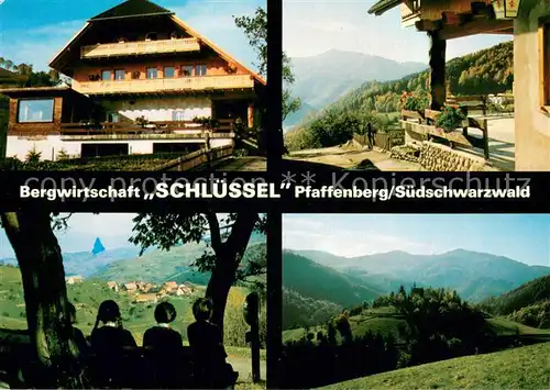 AK / Ansichtskarte Pfaffenberg_Wiesental Bergwirtschaft Schluessel Landschaftspanorama Schwarzwald Pfaffenberg Wiesental