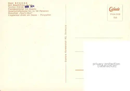 AK / Ansichtskarte Baselt Hotel Schoos Restaurant Cafe Pferdekoppel Baselt
