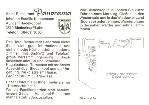AK / Ansichtskarte Biedenkopf Hotel Restaurant Panorama Biedenkopf