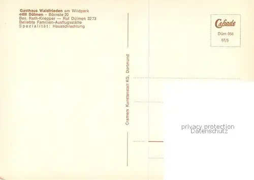 AK / Ansichtskarte Boernste Gasthaus Waldfrieden am Wildpark Restaurant Wildpferde im Merfelder Bruch Boernste