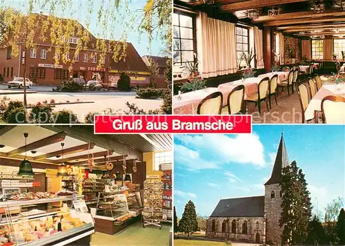 AK / Ansichtskarte Bramsche_Lingen Gasthof Baeckerei und Lebensmittel Kirche Bramsche Lingen