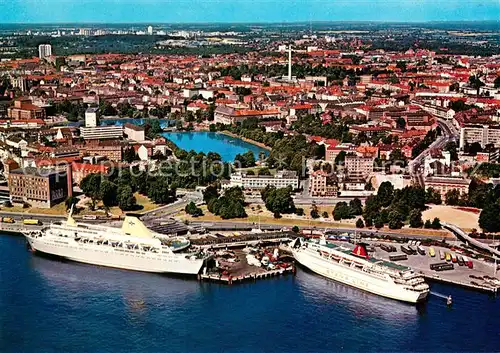 AK / Ansichtskarte Kiel Oslo Kai Faehrschiffe und Innenstadt Kiel