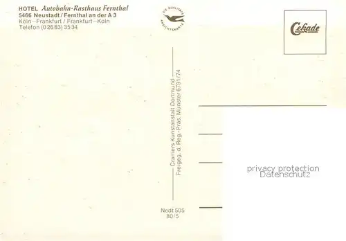 AK / Ansichtskarte Fernthal Hotel Autobahn Rasthaus Autobahnbruecke Fernthal