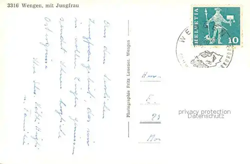 AK / Ansichtskarte Wengen__BE mit Jungfrau 